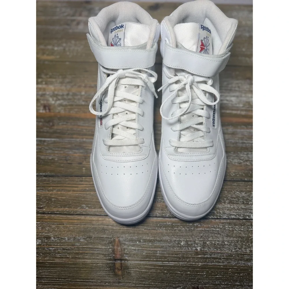 Reebok Ex-O-Fit Hi Mens White Leather High Top Retro Streetwear Sneakers